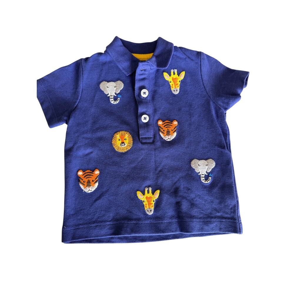 Baby Boden Blue Piqué Polo Shirt - 3-6 Months - Picture 2 of 5
